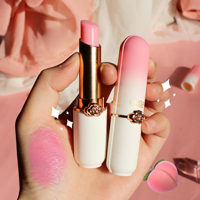 Peach Color Change Lipstick, Non-Stick Cup Jelly Lipstick, Moisturizing Color Change Lip Balm for Hydration, Smooth Wear