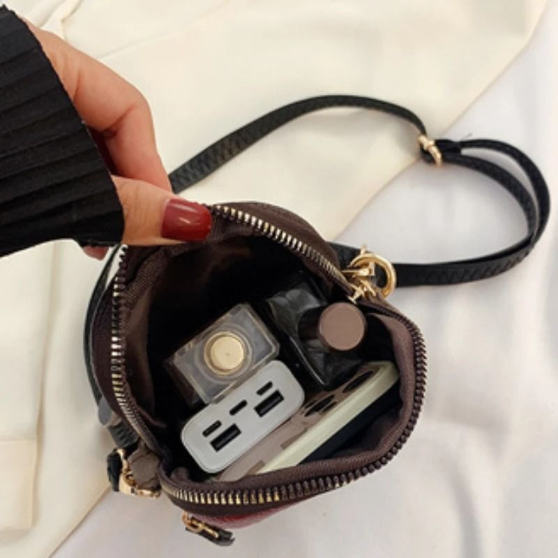 Soft Leather Womens Mini Shoulder Bag Multi Zipper Phone Crossbody Purse