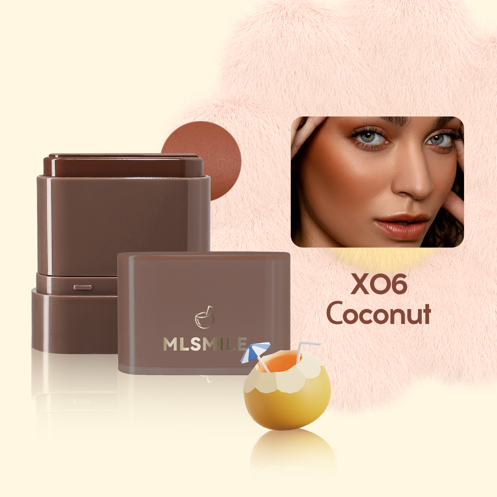 2-in-1 Flat Tube Fruit Blush & Lipstick Stick, Easy to Apply Highlighter & Contour, Multi-Use Lip & Cheek Makeup