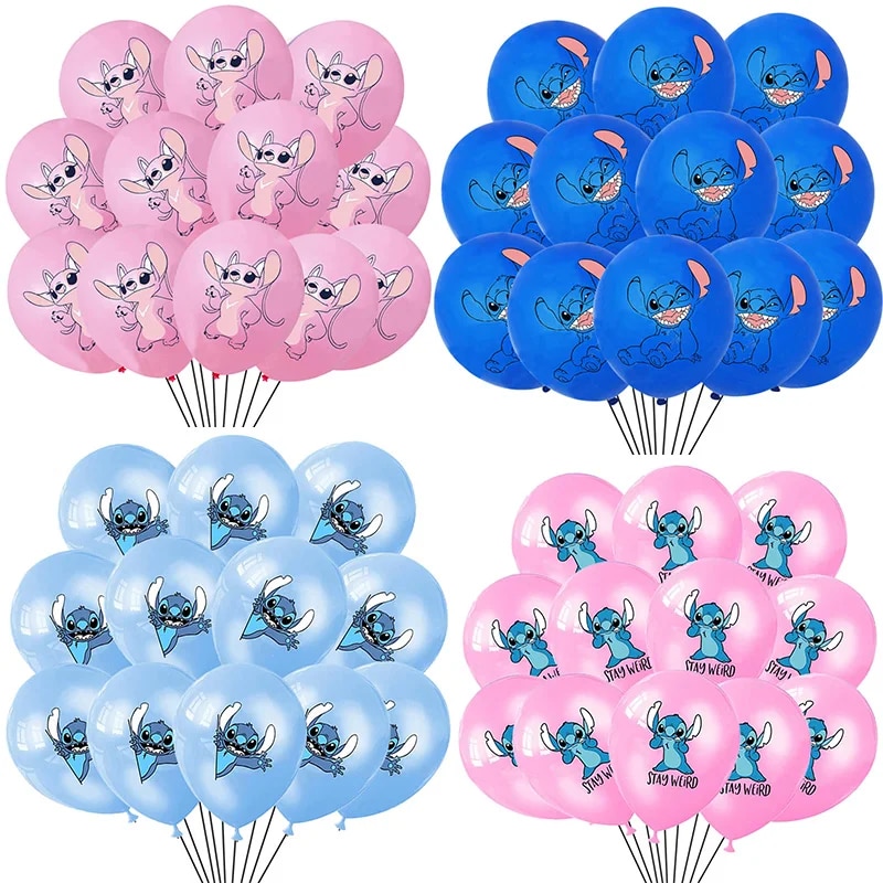 10PCS 12-Inch Disney Lilo and Stitch Latex Balloon Set for Boy Girl's Birthday Party & Baby Shower Decorations