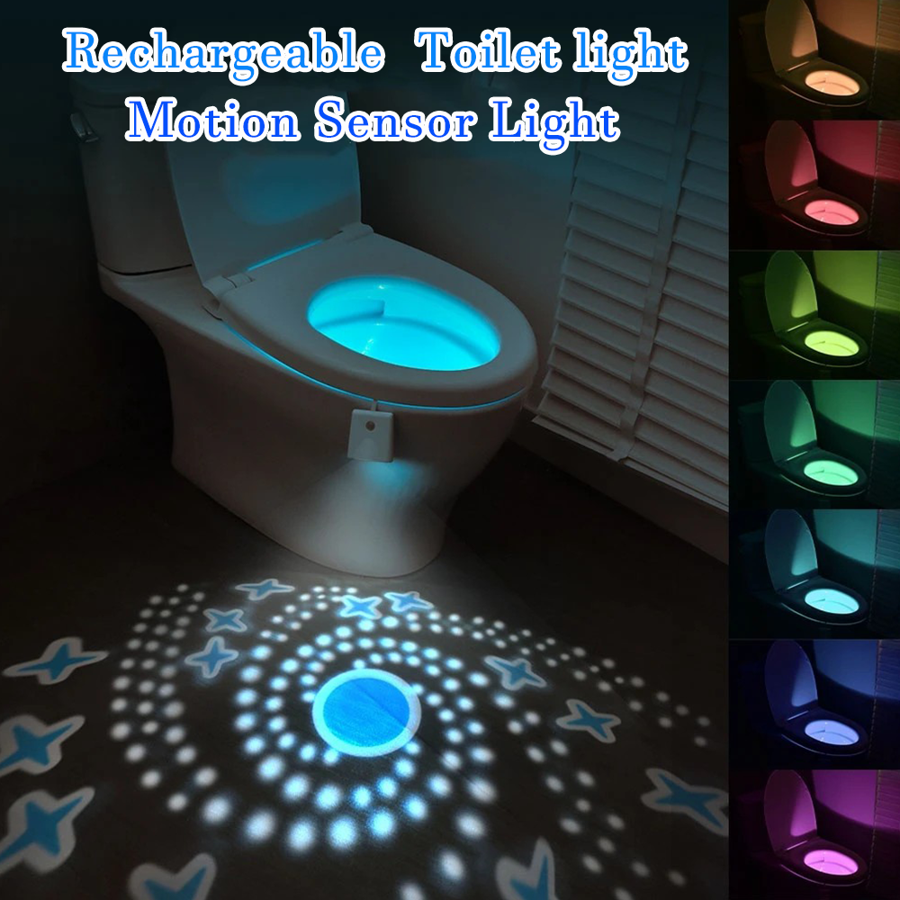 Toilet Night Light, Motion Sensor Light, Rechargeable LED Night Lamp, Bathroom Washroom Decoration, LED Light for Toilet