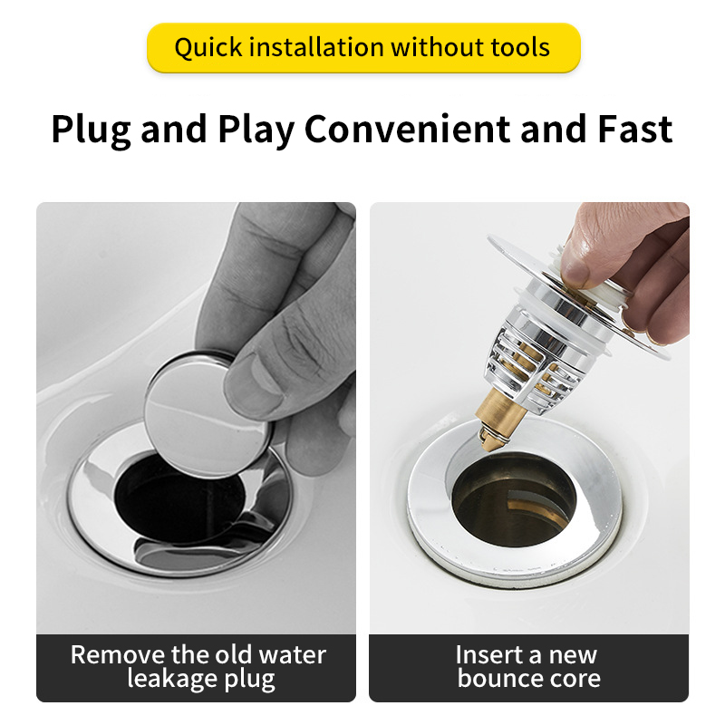 Universal Pop Up Sink Drain Stopper Leak Proof Bathroom Plug