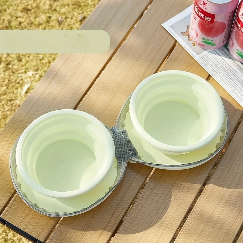 Foldable Silicone Double Pet Bowl