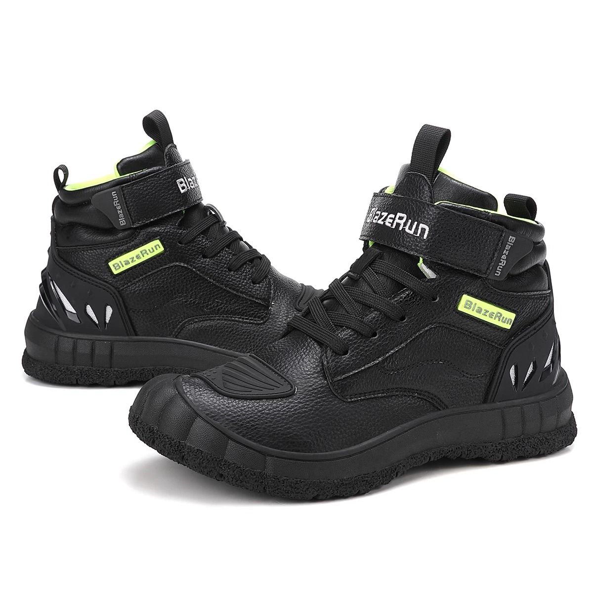 Mens Leather Motorcycle Riding Boots Breathable Anti Slip Wear Resistant Shoes