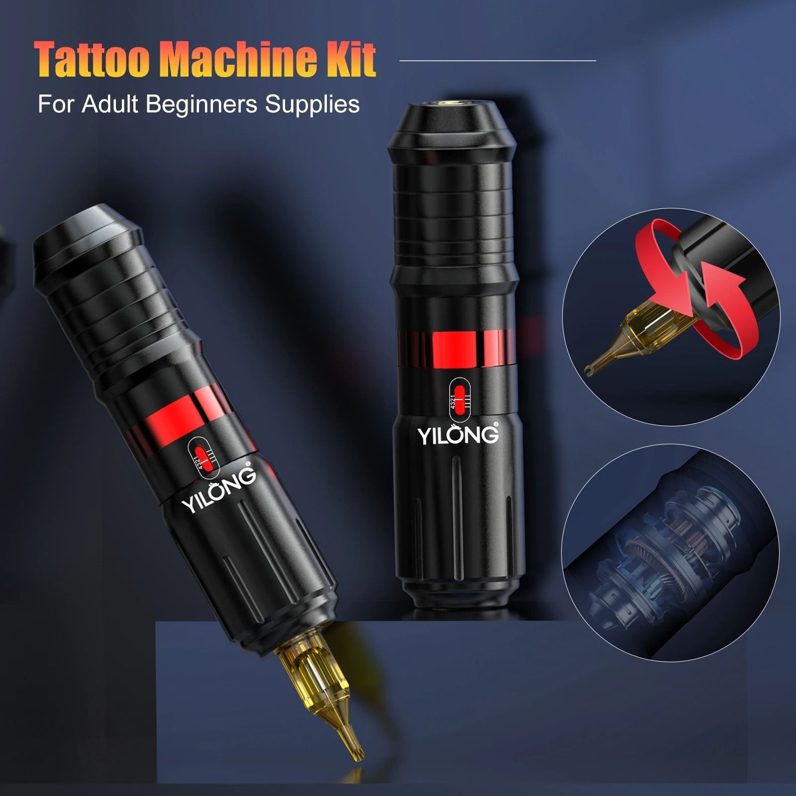 Wireless Tattoo Machine Kit with Rechargeable Battery and Cartridge Needles