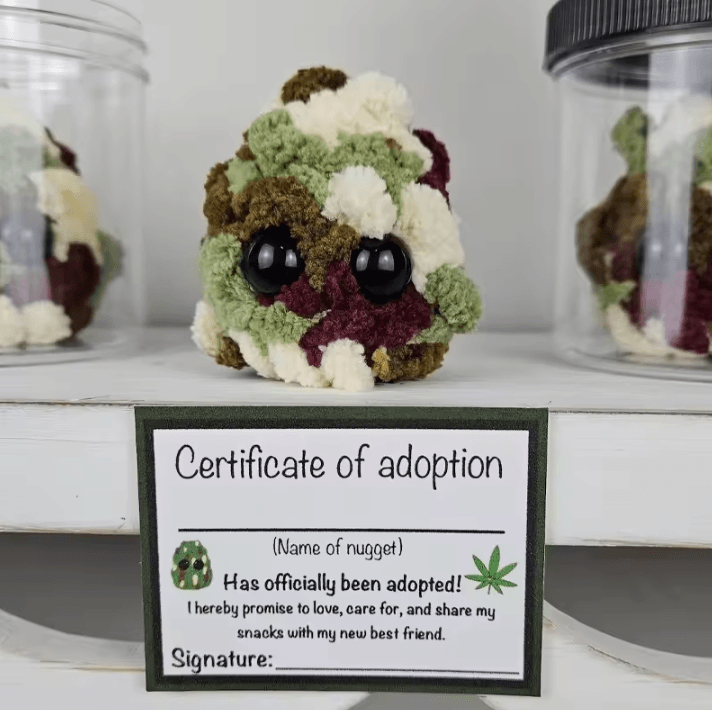 Little Weed Nugget Plush in a Jar – Handmade Funny Plush Toy Decor Gift