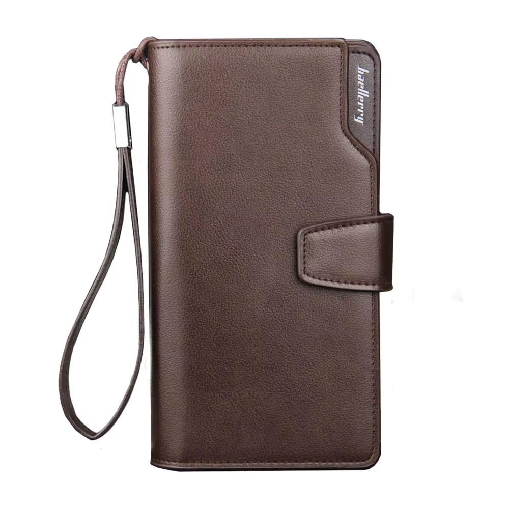 Baellerry Long Men's Wallet – Large Capacity PU Leather Zipper Purse & Card Holder