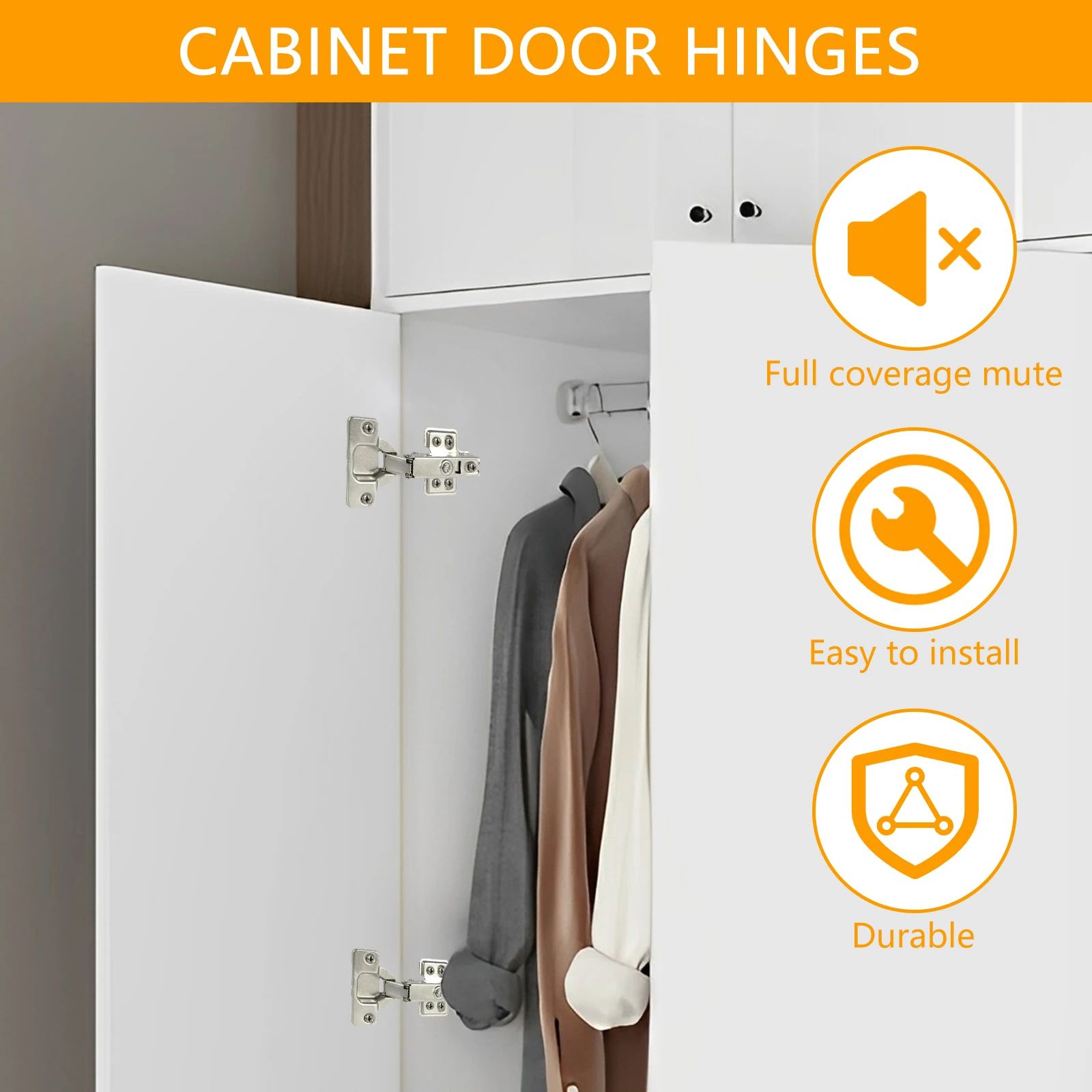 Soft Close Stainless Steel Cabinet Hinges Hydraulic Quiet Door Hinges Set (10/20PCS)