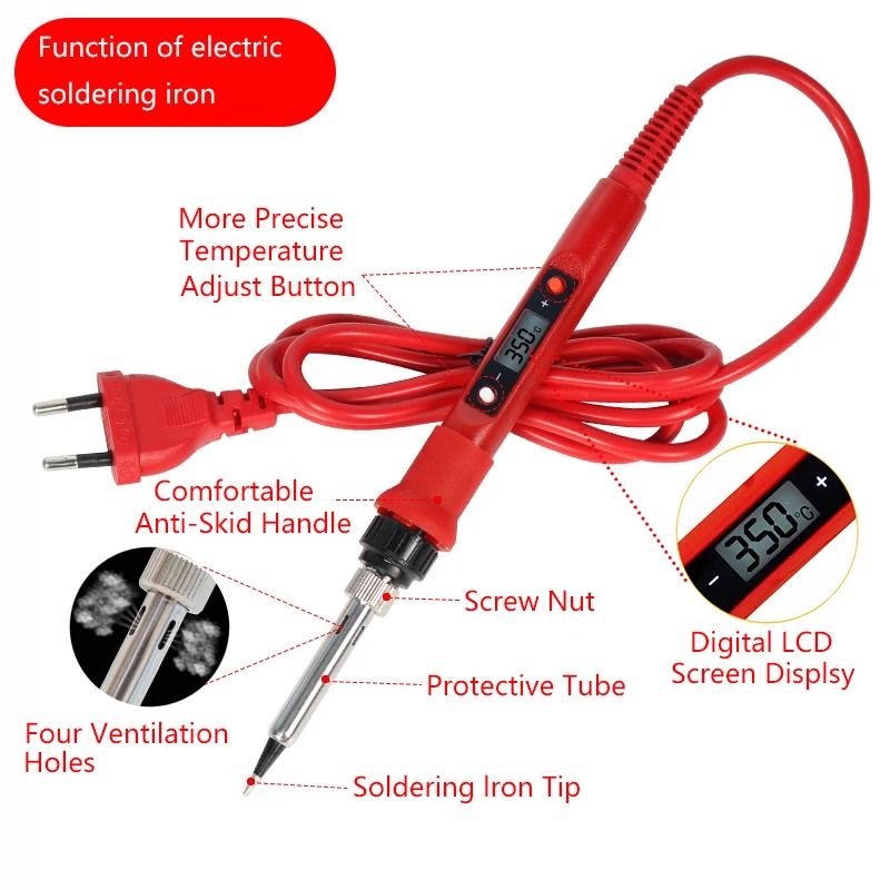 Temperature Electric Soldering Iron Kit 80W LCD + Multimeter Tool Set