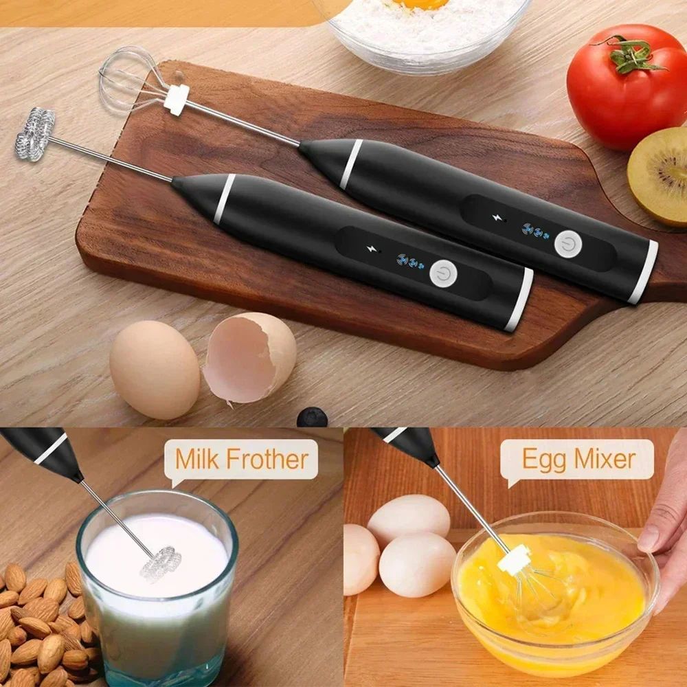 USB Rechargeable Handheld Milk Frother Wand – Electric Coffee & Matcha Foamer Whisk Mixer