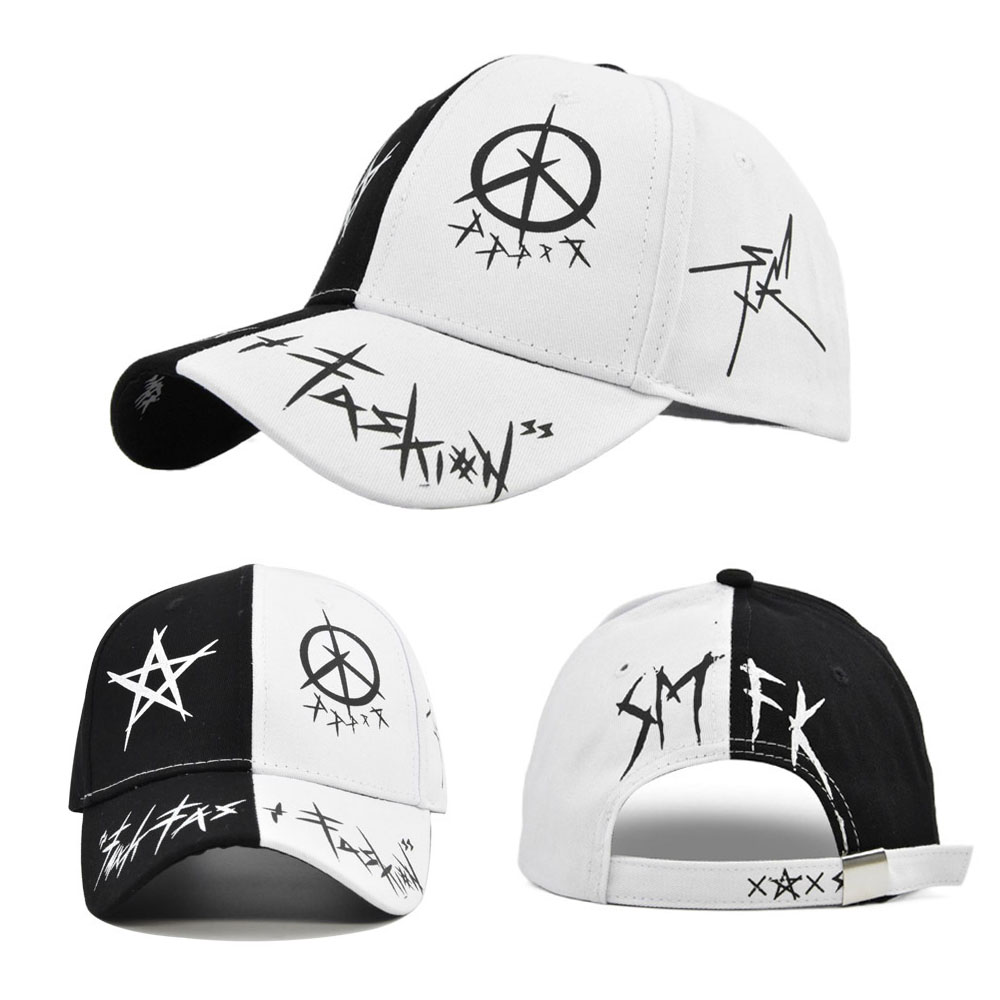 Letter Baseball Cap Graffiti Sun Hip Hop Cap, Patchwork Snapback Visor Hat for Men Women, Fashion Cotton Adjustable
