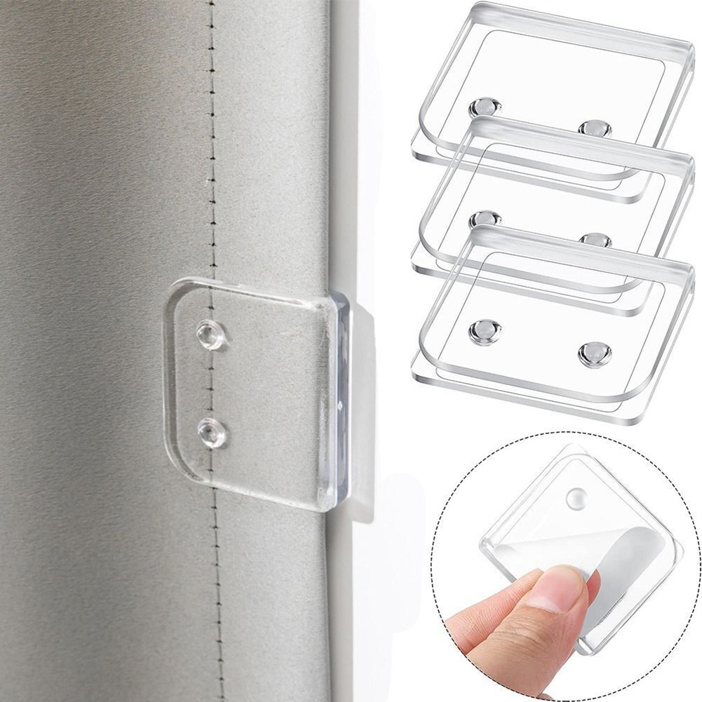 Self-Adhesive Shower Curtain Clips, Windproof Transparent Plastic for Secure Bathroom Curtain Holding