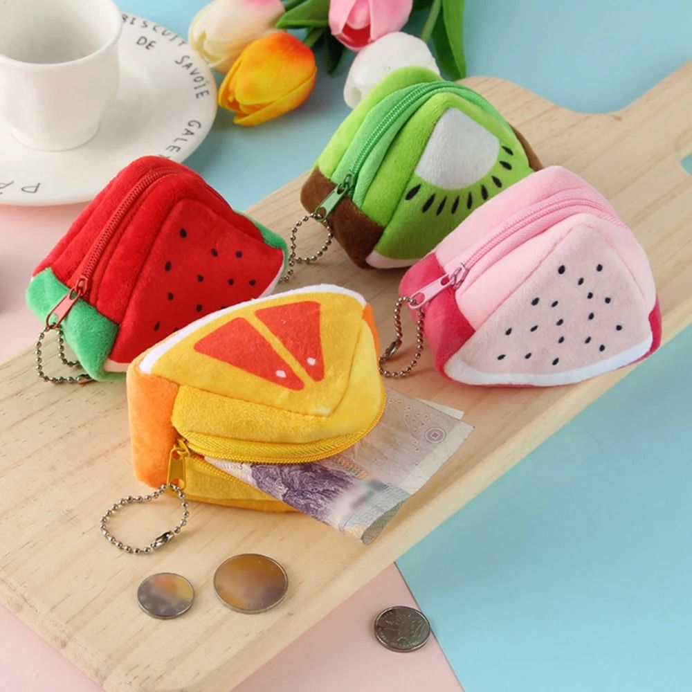 Cartoon Fruit Plush Coin Purse Keychain Bag