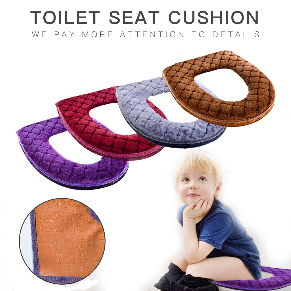 Soft Plush Winter Bathroom Toilet Seat Cover, Washable O-shaped Toilet Lid Cushion, Warm Household Supplies