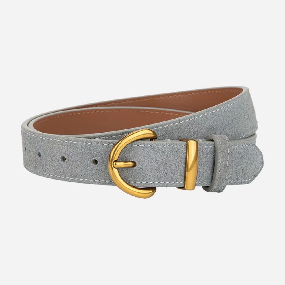 Genuine Leather Suede Women's Belt with Alloy Pin Buckle Retro Luxury Design
