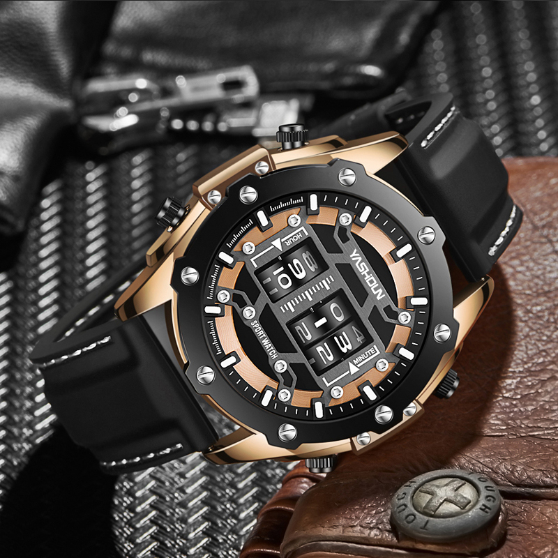 Personalized Multi Functional Mens Sports Watch with Silicone Straps Waterproof & Calendar Feature