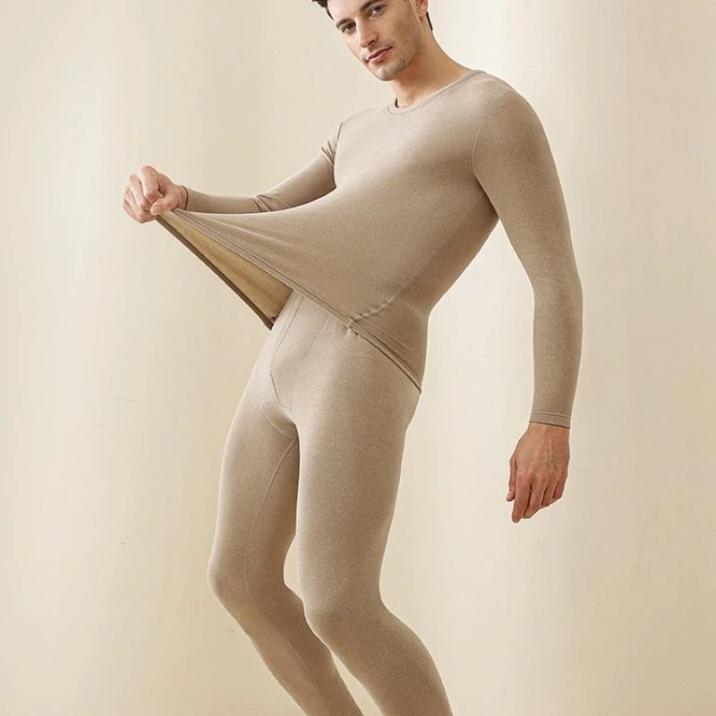 Mens Fleece Lined Thermal Underwear Set Warm Winter Base Layer