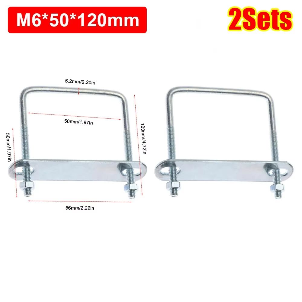 2 Sets M6 Iron Square U-Bolt Right-Angle Screw Clamp with Baffle
