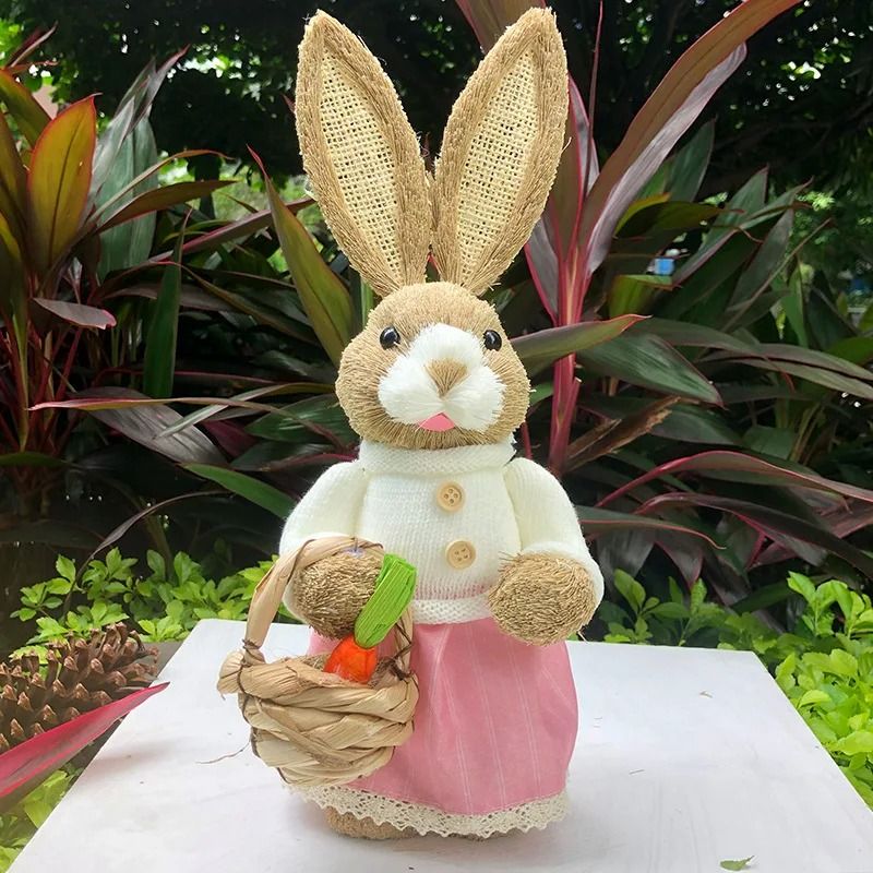 3D Handcrafted Cattail Easter Bunny | Eco-Friendly Woven Holiday Figurine
