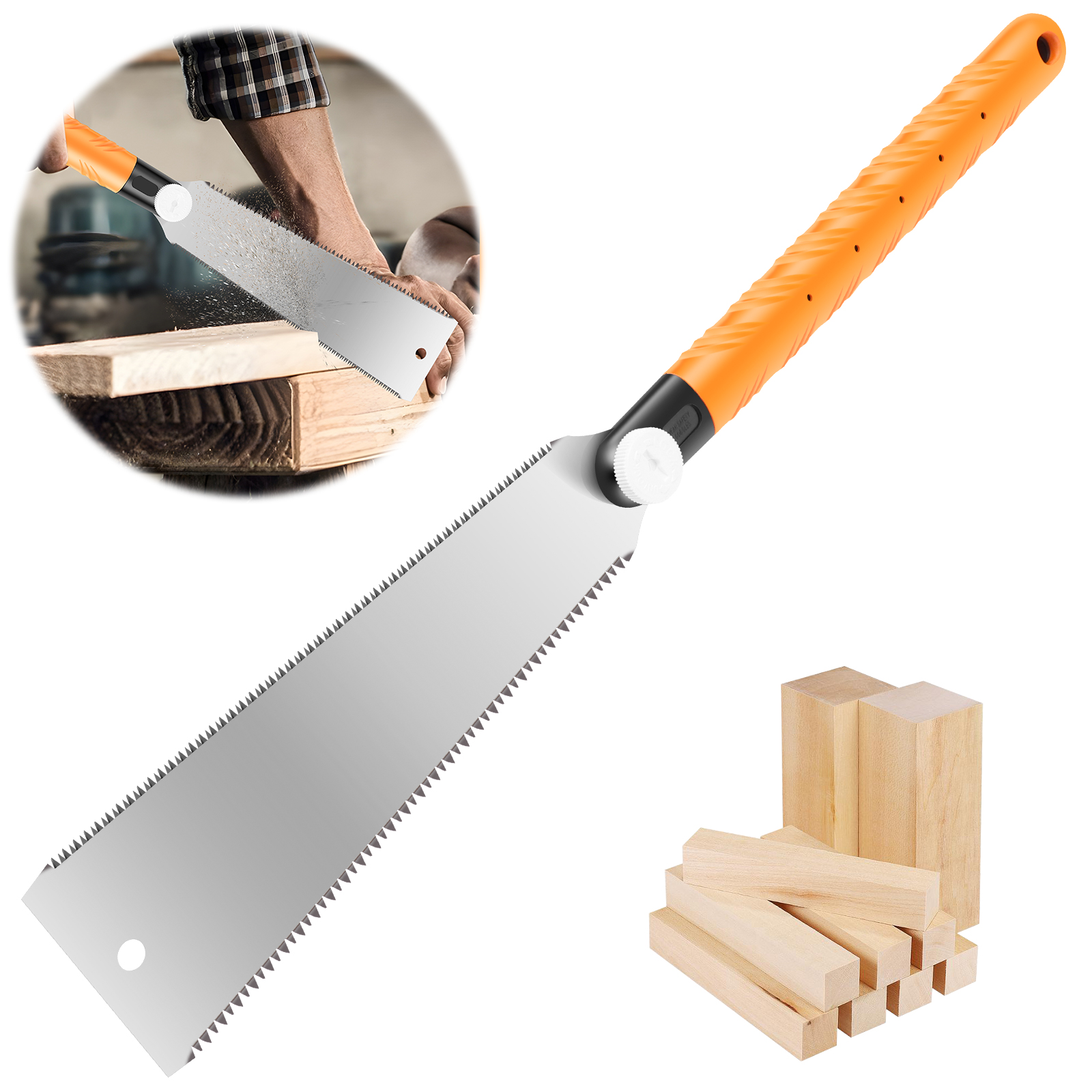 Double Edge Pull Saw for Precision Woodworking Hand Saw with Replaceable Blade