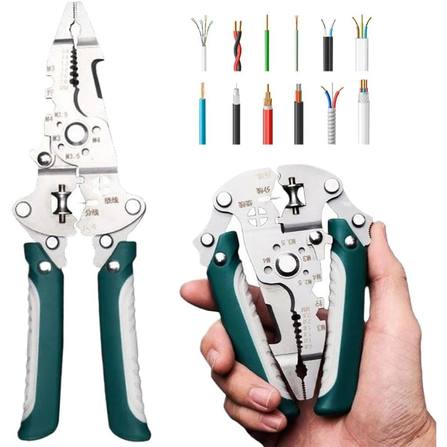 Foldable 18 in 1 Wire Stripping and Crimping Pliers