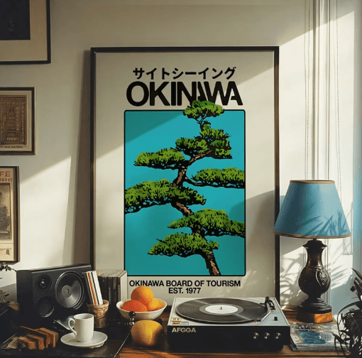 Okinawa Retro Wall Art – Japanese Travel Poster Canvas for Timeless Interiors