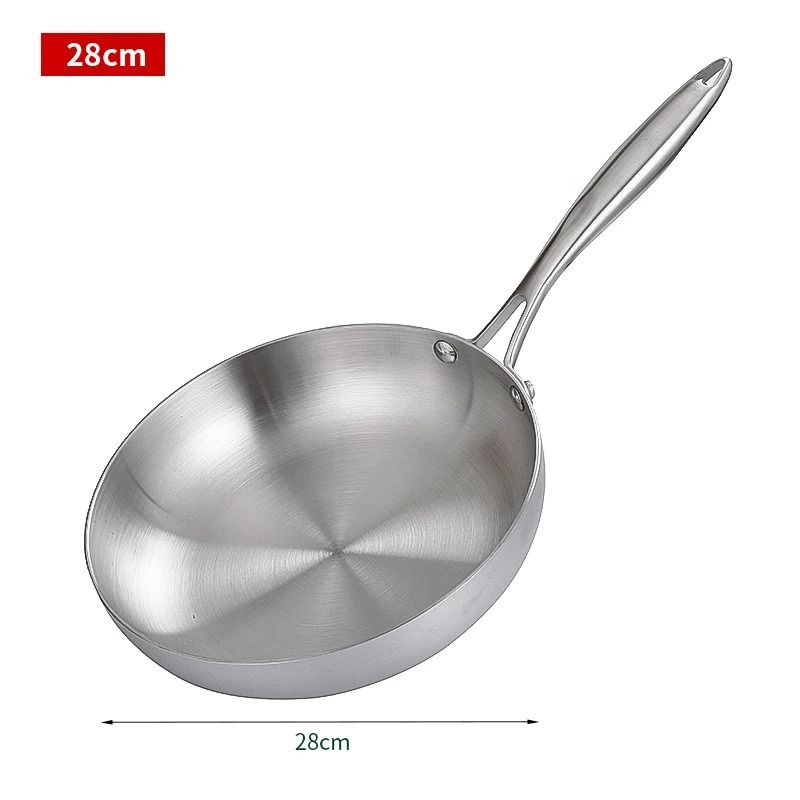 304 Stainless Steel Frying Pan Nonstick Uncoated Cookware