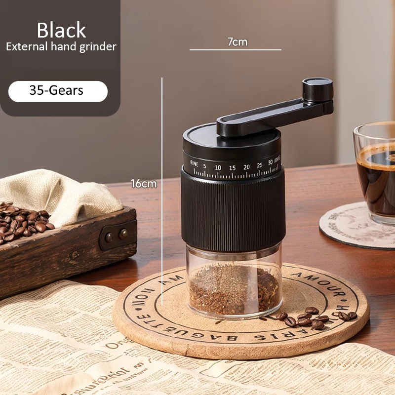 External Adjustable Coffee Bean Grinder, Gears Manual Burr Coffee Grinder, Professional Food-Grade Ceramic Grinder