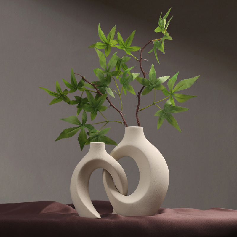 Nordic Ceramic Interlock Vase for Wedding, Bridal Shower, Pampas Grass Home Decoration