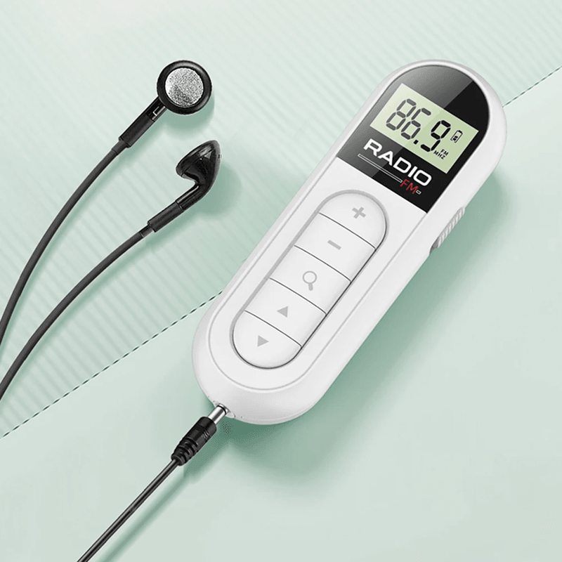Mini Pocket Clip FM Radio with LCD Backlight Display and 3.5mm Headphone Jack