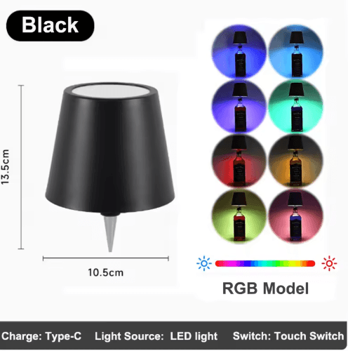 Wireless LED Wine Bottle Lamp – Rechargeable Touch Control Table Light for Outdoor & Dining Ambiance