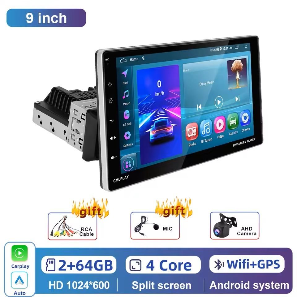 9-Inch Android Car Multimedia Player with CarPlay and Bluetooth