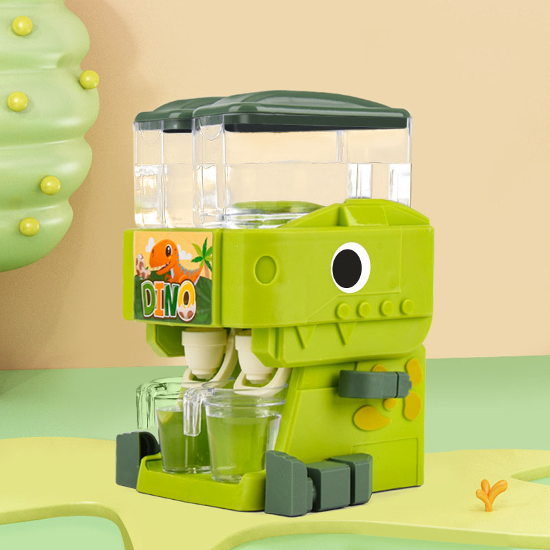 Children's Dinosaur Dual Water Dispenser Toy – Cute Pink & Blue, Cold/Warm Water Juice Drinking Fountain.