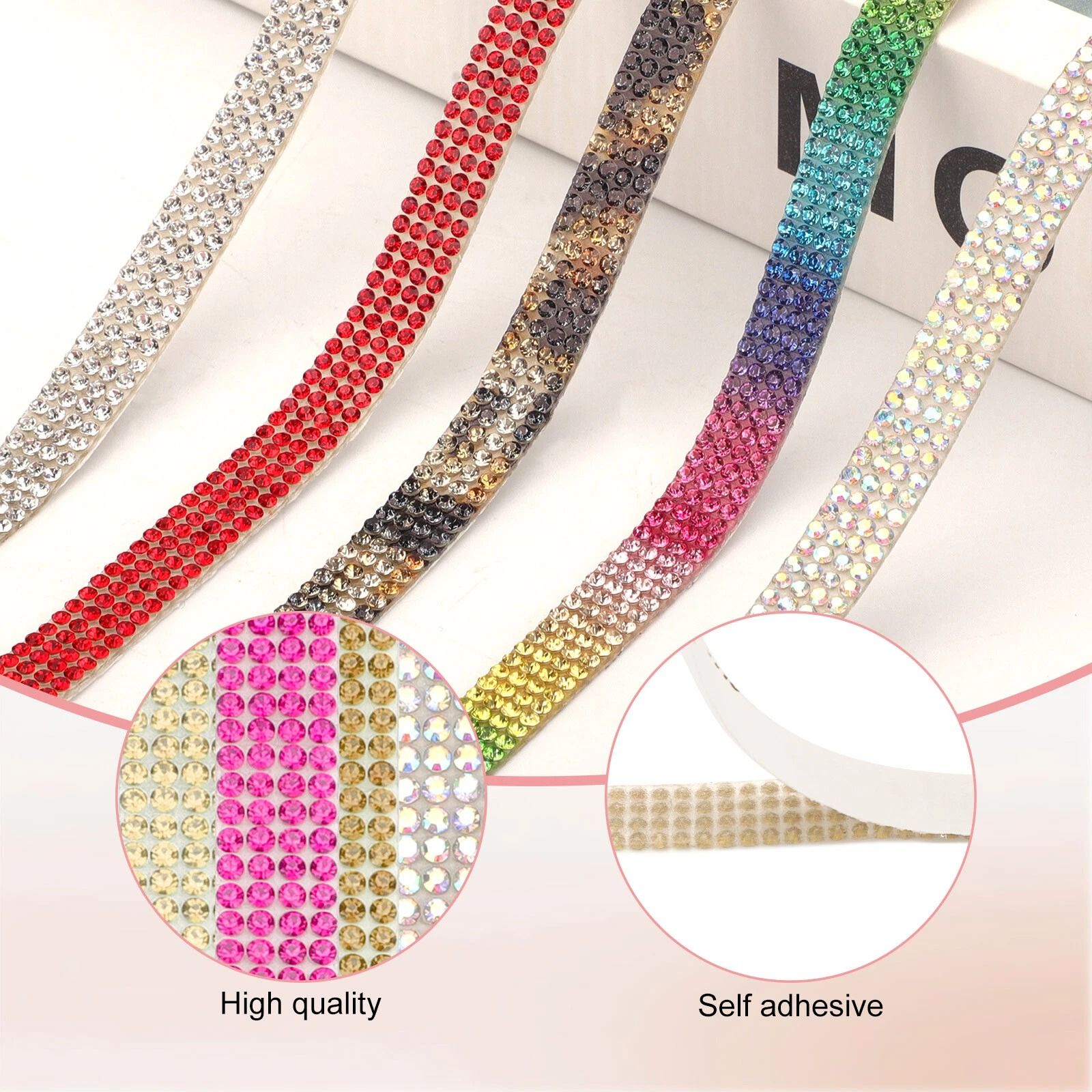 Diamond Ribbon Stickers, Self-Adhesive Bling Crystal Strips, Value Pack