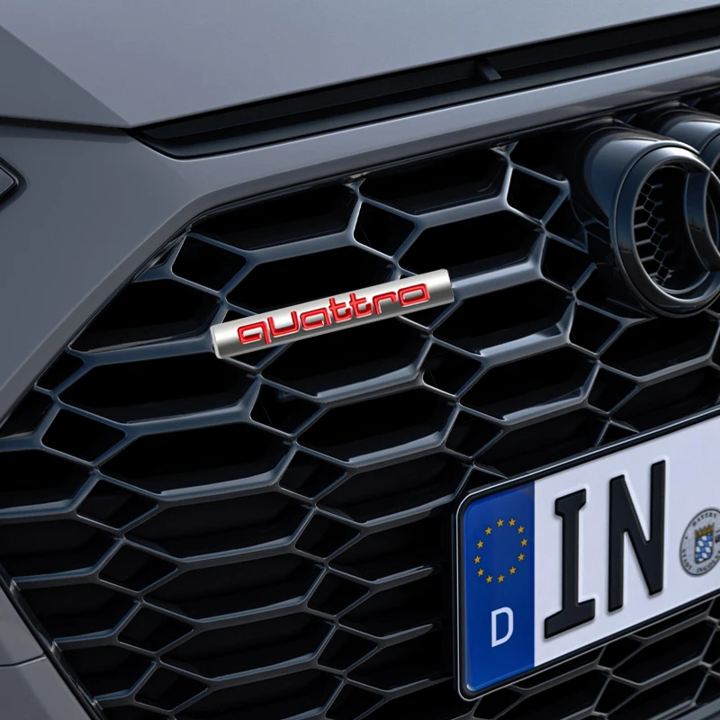 Quattro Logo Metal, Front Grill Badge, Car Emblem Sticker Decals