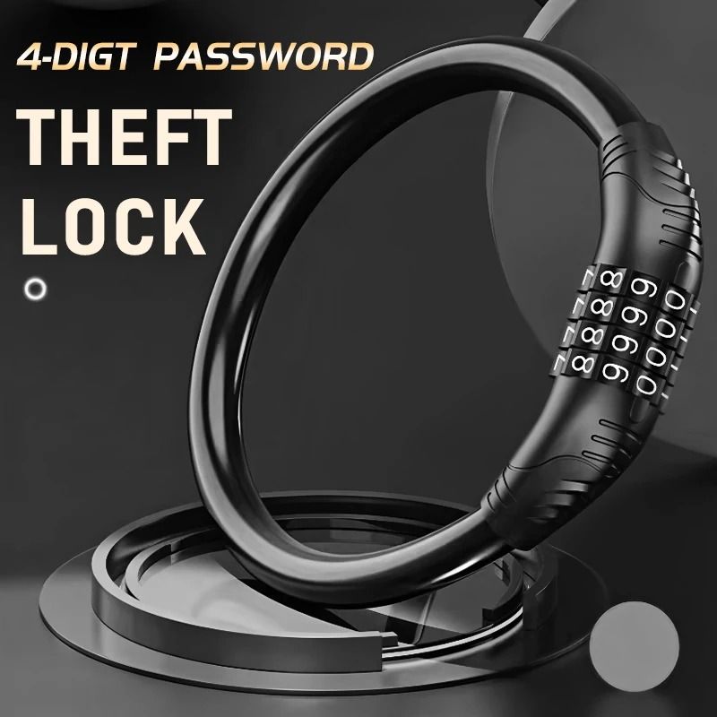 High-Security 4-Digit Combination Bike Lock and Reinforced Steel Cable