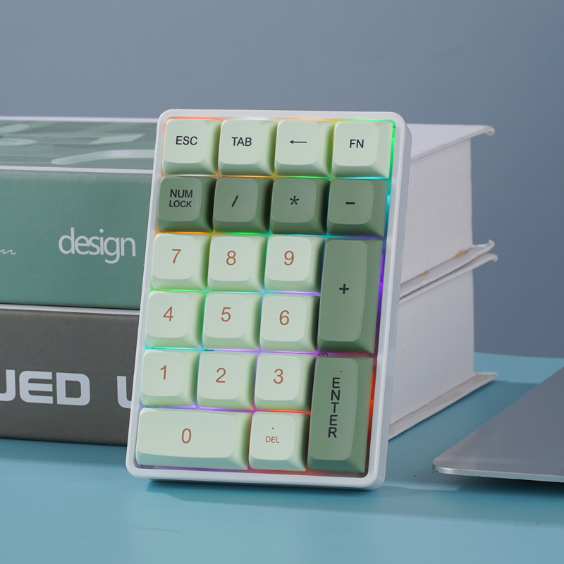 ATTACK SHARK Mini Keypad for Finance, K21 Wireless Numric Keypad Mechanical, Hot-Swap Bluetooth Tri-mode Connection