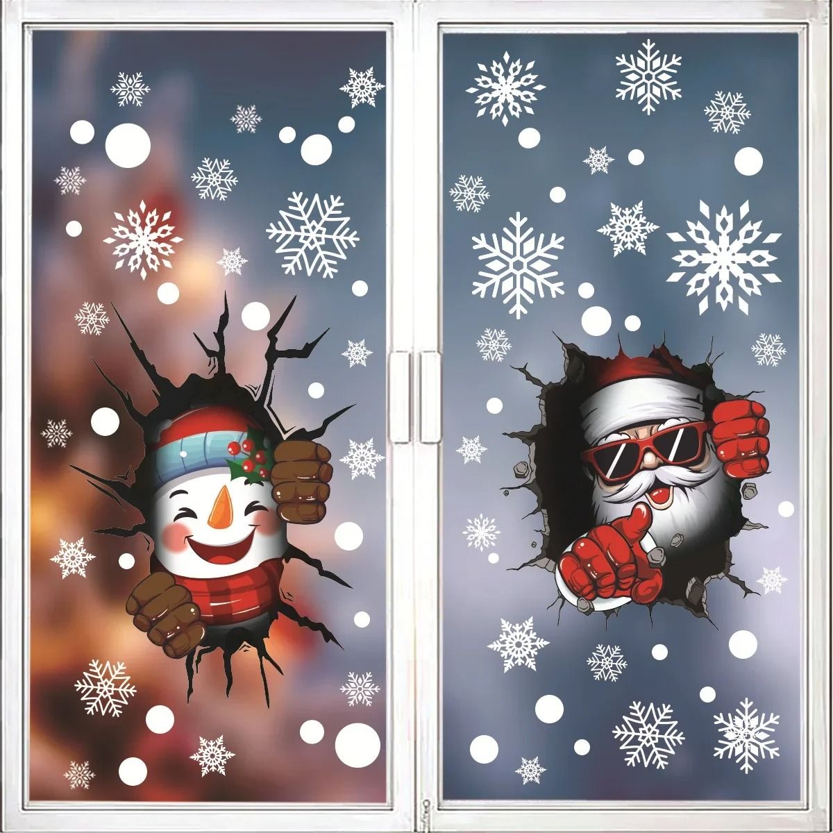Christmas Window Decoration Sticker Set With Holiday Characters