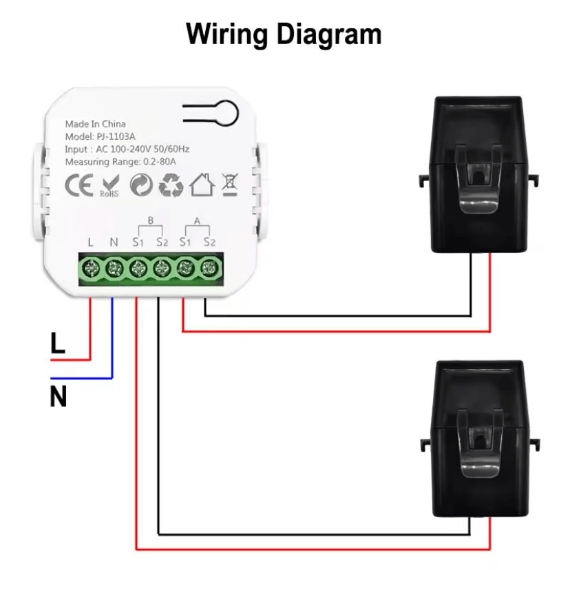 Tuya Smart WiFi Bidirectional Energy Meter with Buzzer Alarm for Export Import Power Monitoring