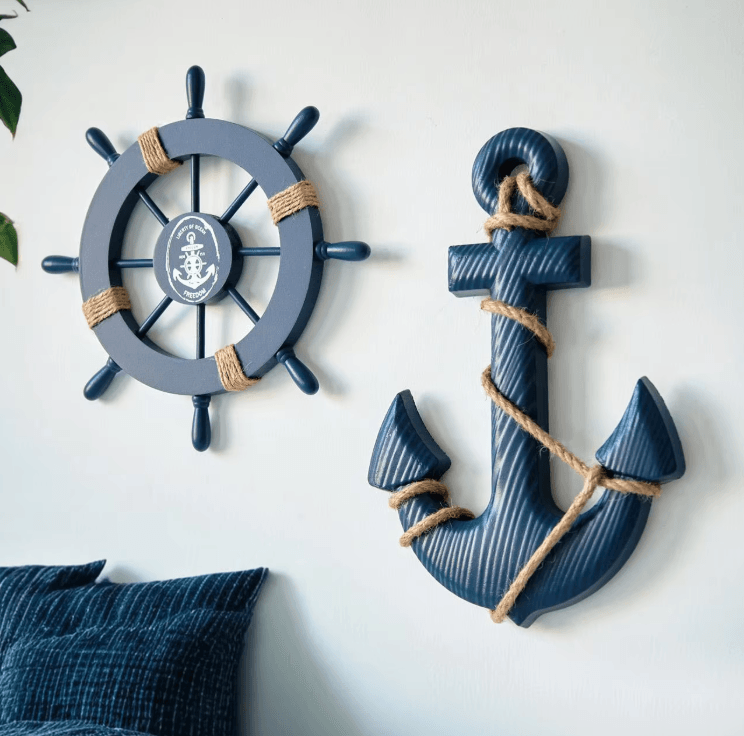 Mediterranean Wooden Anchor Wall Decor Nautical Hanging Ocean Theme Room Decoration