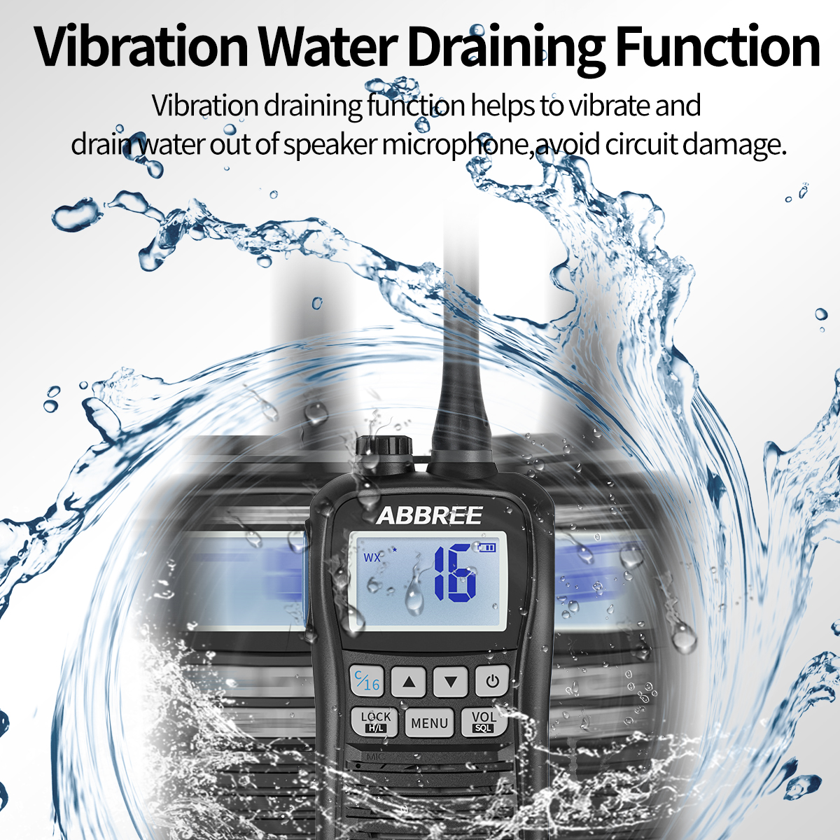 Waterproof Floating Marine Radio Walkie Talkie with NOAA Alerts and Long-Range VHF Communication