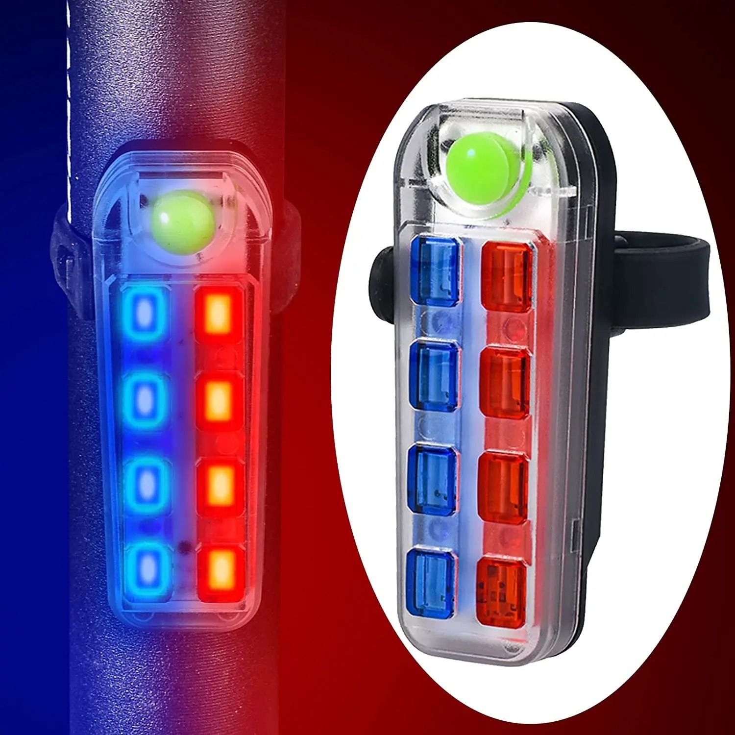USB Rechargeable Bicycle Rear Safety Tail Light with Red and Blue LED