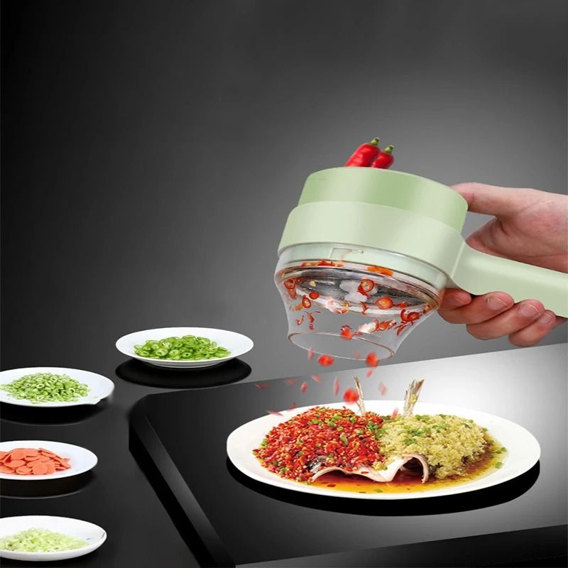 4 in 1 Electric Vegetable Cutter Wireless Food Chopper and Garlic Masher