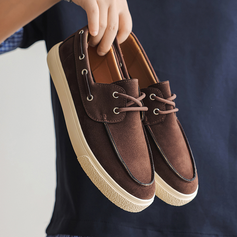 Handmade Suede Genuine Leather Men's Loafers, Fashion Casual Shoes, Slip-on Moccasins for Men