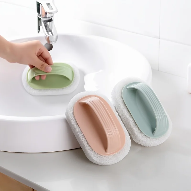 Plastic Bathroom Tile Cleaning Brush Magic Sponge Scrubber with Handle Window Cleaner Bathroom Accessories Supplies