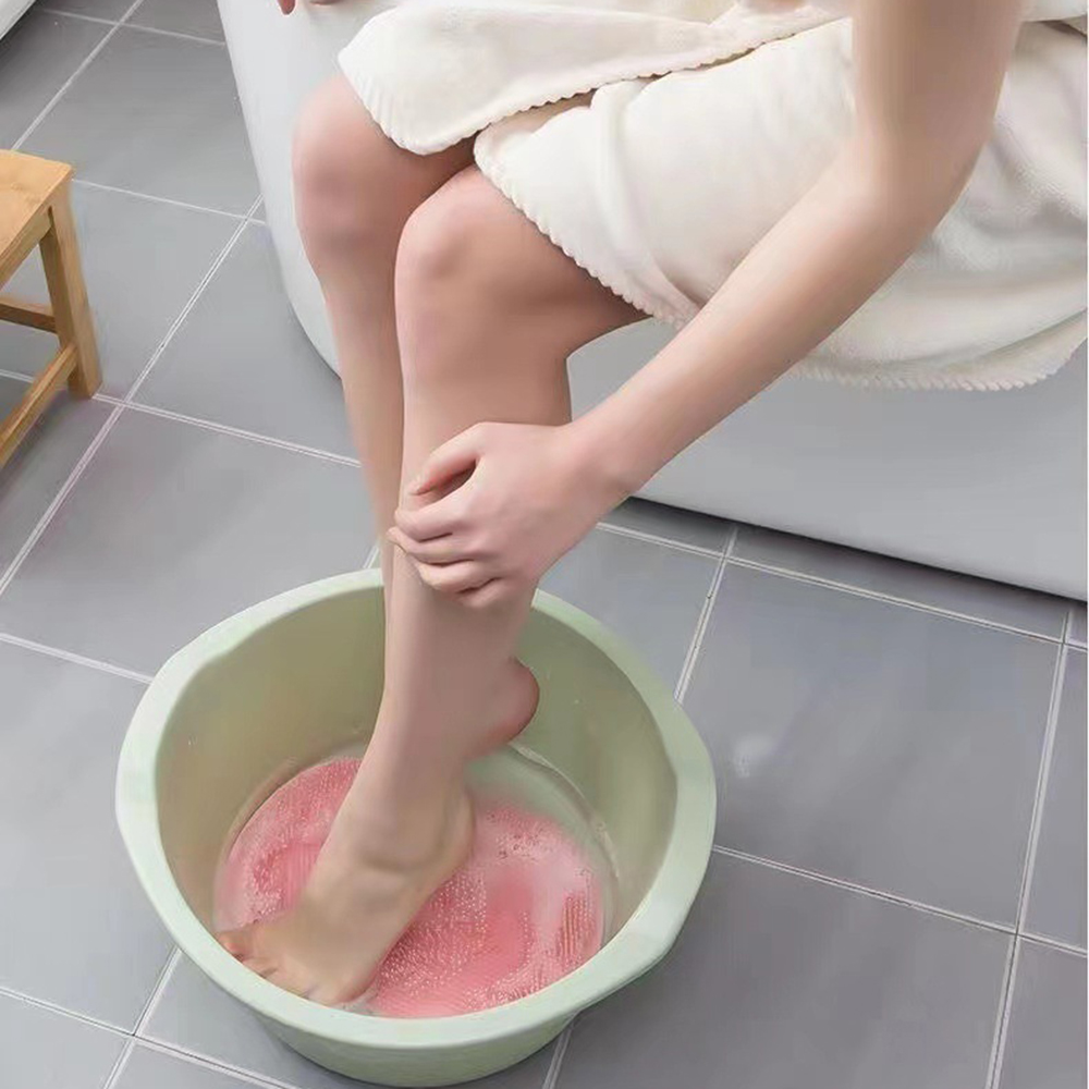 Anti Slip Shower Foot Scrubber Mat with Suction Cups & Massage Cleaning Pad