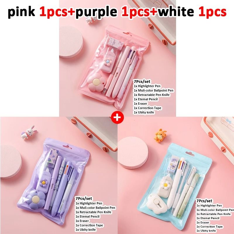 7 in 1 School Stationery Set Complete Student Supplies Gift Kit