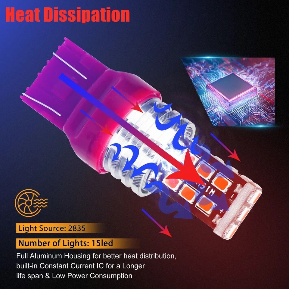 LED Red Strobe Flash Brake Stop Tail Parking Light Bulbs