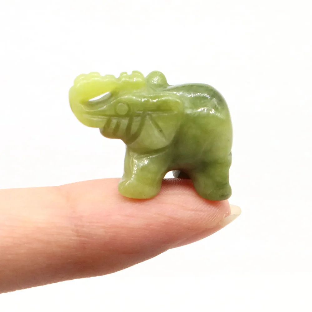 Mini Crystal Elephant Figurine Natural Stone Healing Decor Gift