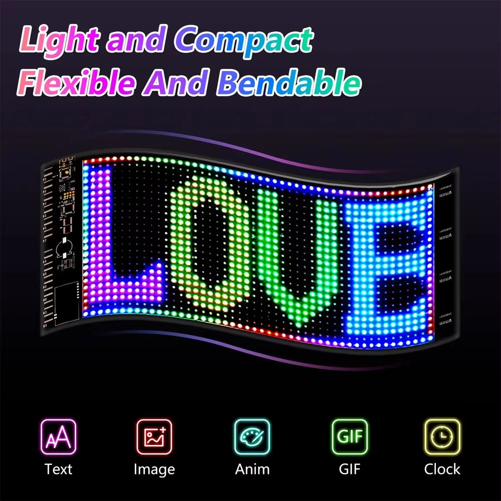 Bluetooth App Controlled RGB LED Matrix Car Display Custom Scrolling Message Panel